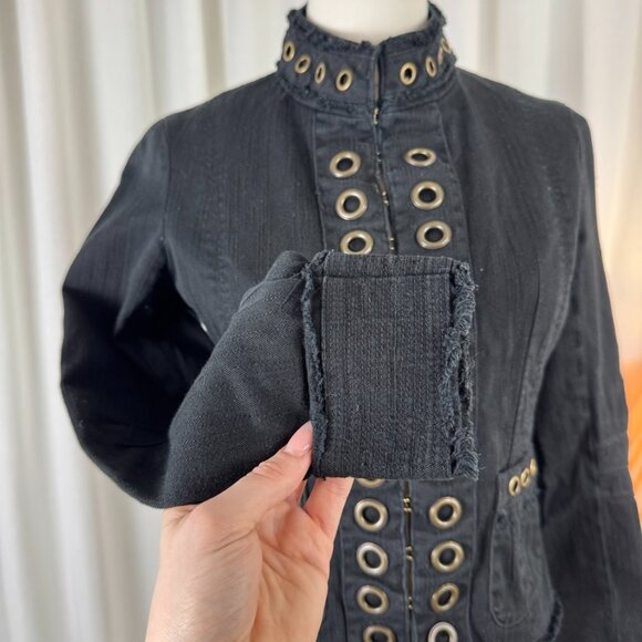 Vintage Y2K/00s Grunge Military Grommet Jacket by Papaya sz Small - Picture 7 of 9
